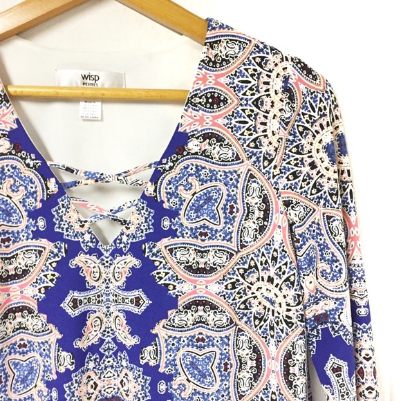 Wisp Blue Paisley Scarf Print Shift Dress SZ 6P - Picture 6 of 15